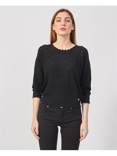 Yes Zee Perforated Crewneck Sweater YES ZEE | M437-BR000801